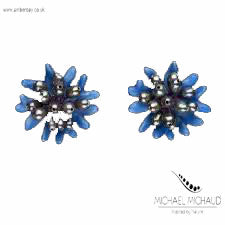 Michael Michaud Blue Cornflower Earrings Studs