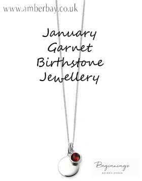 Beginnings January Garnet Swarovski Disc Pendant and Chain