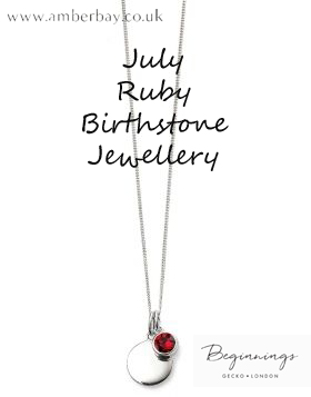 Beginnings July Ruby Swarovski Disc Pendant and Chain
