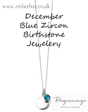 Beginnings December Blue Zircon Swarovski Disc Pendant and Chain