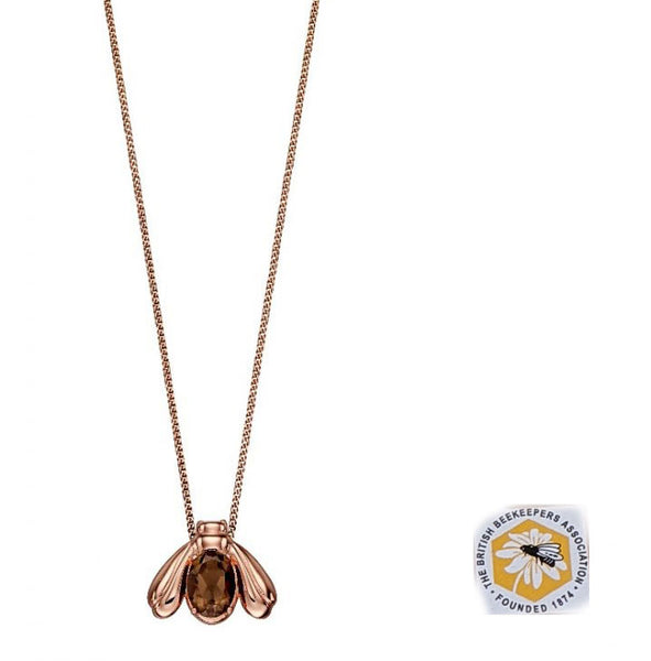 Silver and Rose Gold Plated Smoky Quartz Bee Necklace/Pendant