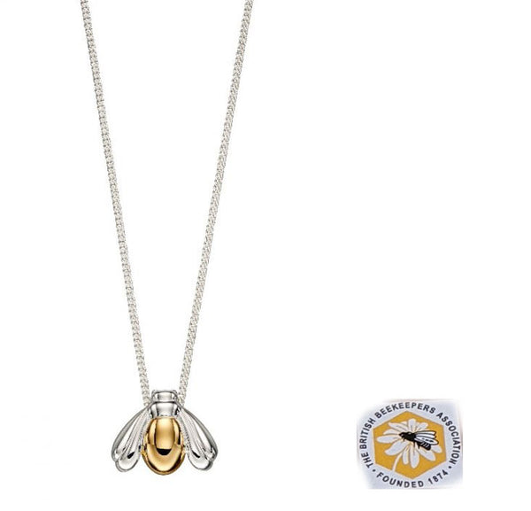 Yellow Gold Plated and Silver Bee Pendant/Necklace with Chain