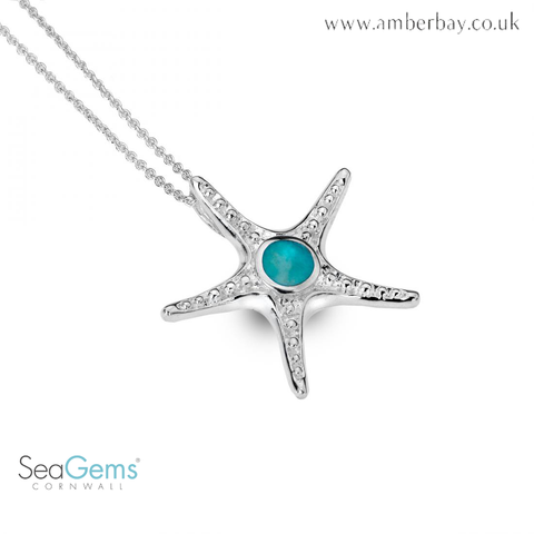 Sea Gems Sterling Silver and Turquoise Starfish Pendant P1281