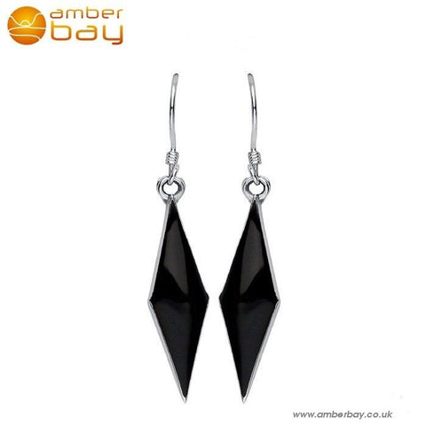 Sterling Silver Black Onyx Drop Earrings at Amber Bay