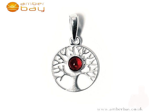 Silver and Amber Tree Of Life Pendant