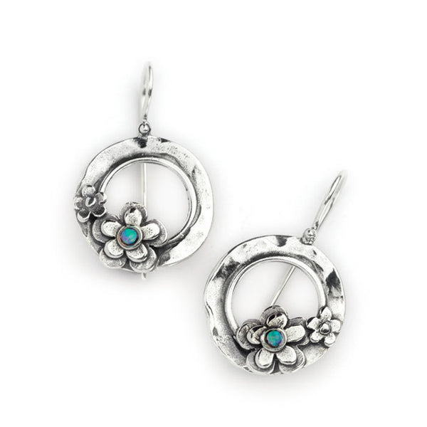 Aviv Sterling Silver and Opal Flower Drop Earrings