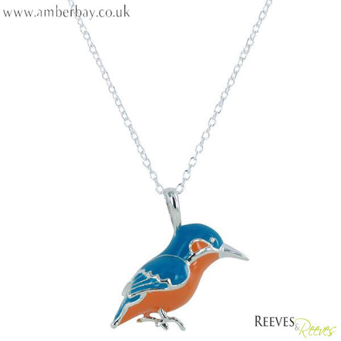 Silver and Enamel Kingfisher Necklace