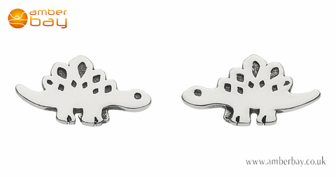 Sterling Silver Dinky Stegosarus Stud Earrings