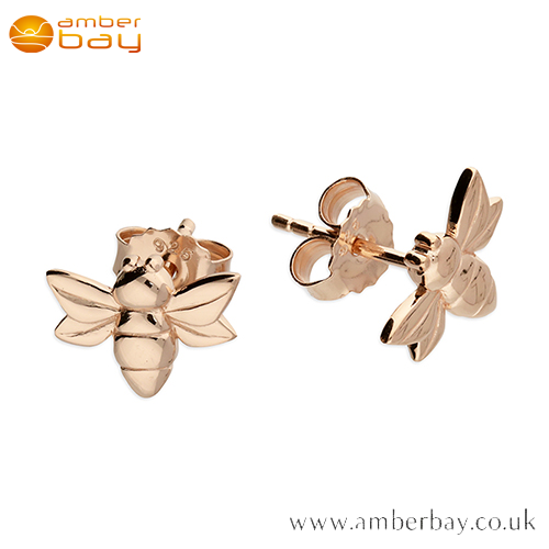 Rose Gold Plated Bee Stud Earrings