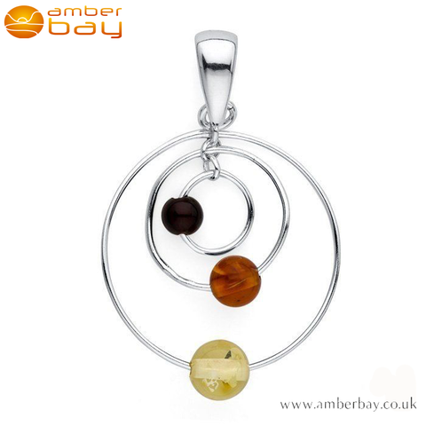 Sterling Silver and Mixed Amber Pendant