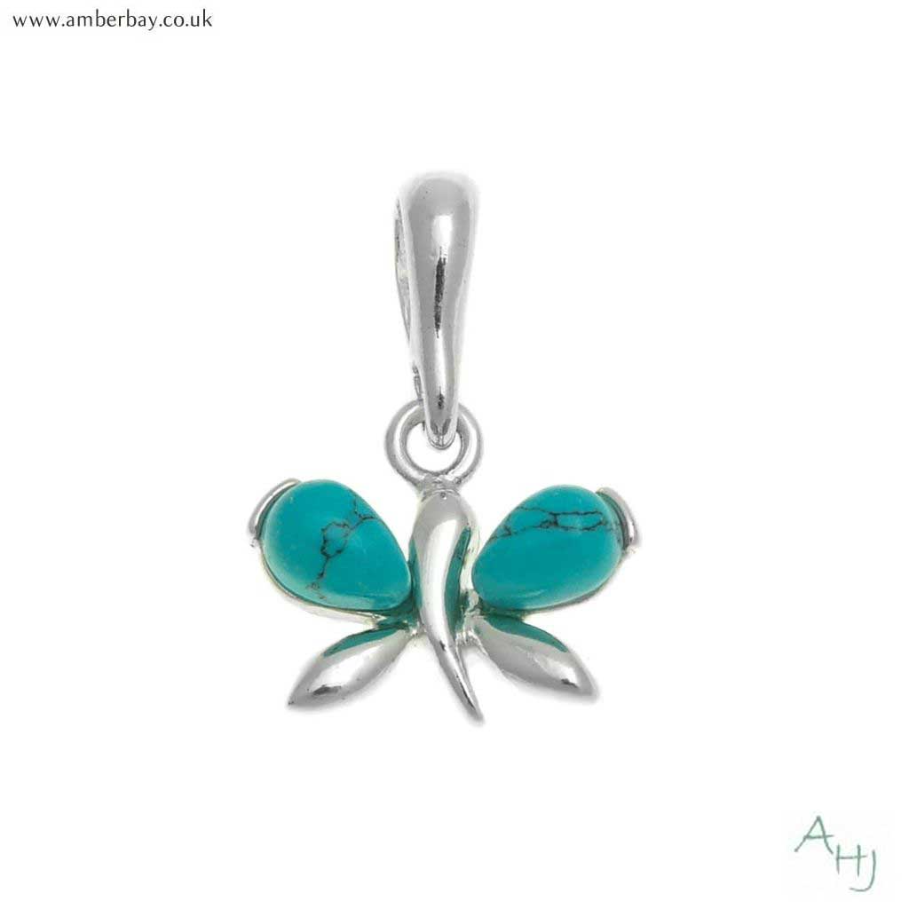 Silver and Turquoise Butterfly Pendant
