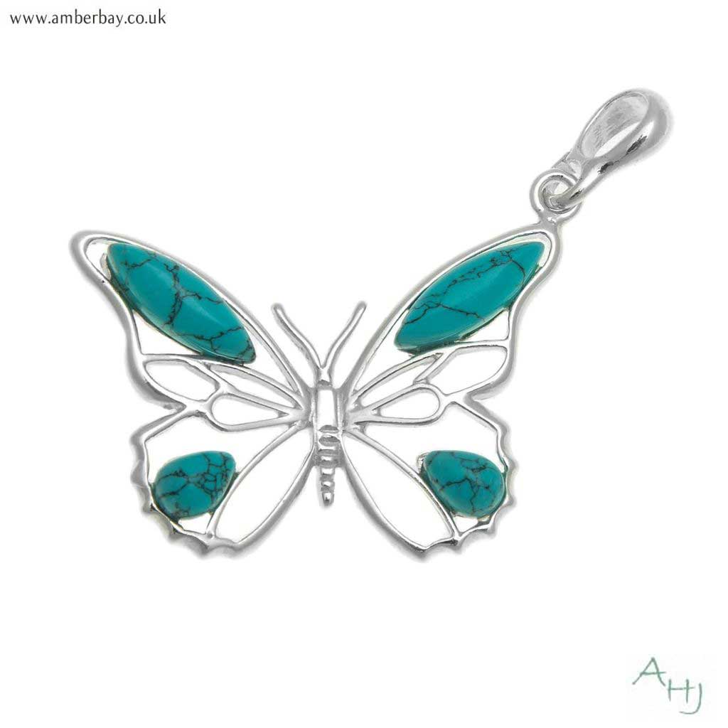 Silver and Turquoise Butterfly Pendant