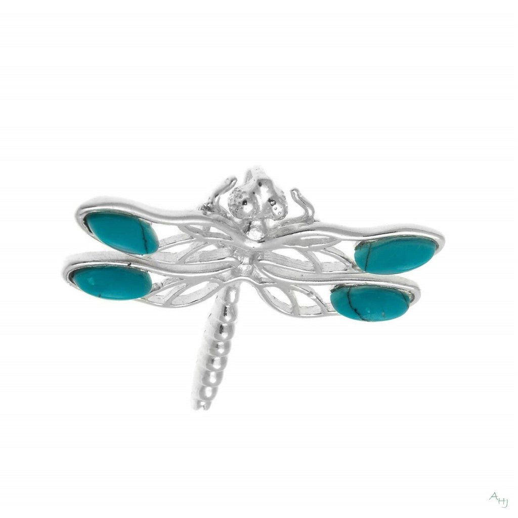 Silver and Turquoise Dragonfly Pendant