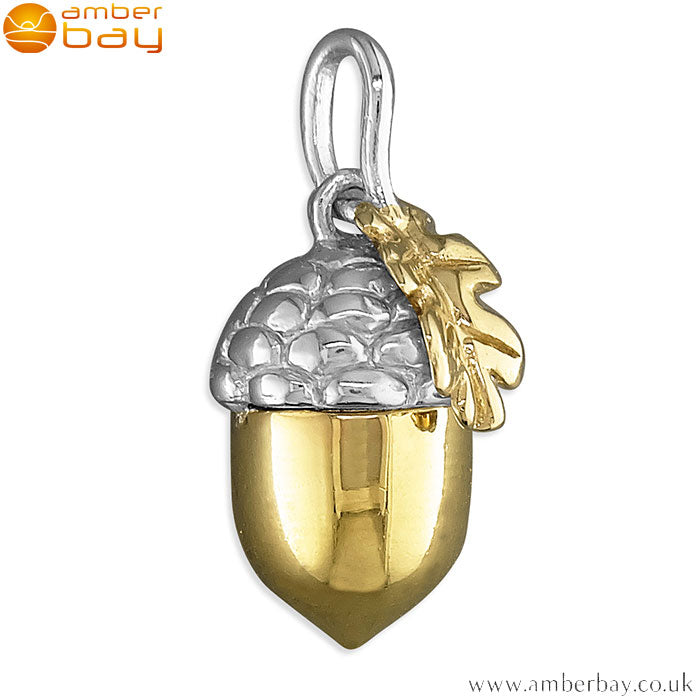 Sterling Silver and Gold Plated Acorn Pendant