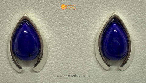 Sterling Silver and Lapis Lazuli Stud Earrings