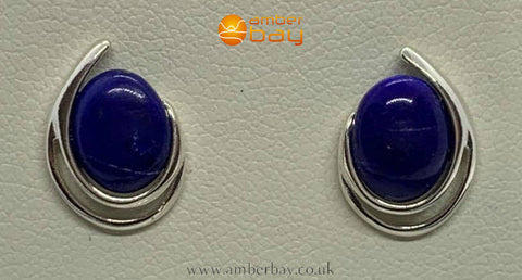 Sterling Silver and Lapis Lazuli Stud Earrings