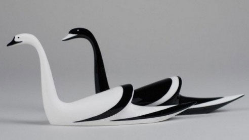 AS Cmielow White/Black Porcelain Swan