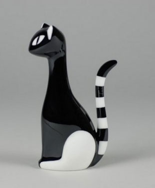 AS Cmielow The Elegant Cat Black and White Porcelain